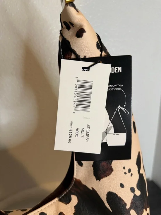 STEVE MADDEN HOBO SLOUCH SHOULDER BAG WESTERN COW  / ANIMAL PRINT TOTE NEW - Picture 2 of 13